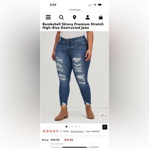 ❣️TORRID 16S BOMBSHELL DISTRESSED SKINNY JEAn Shipping discount!!!❣️